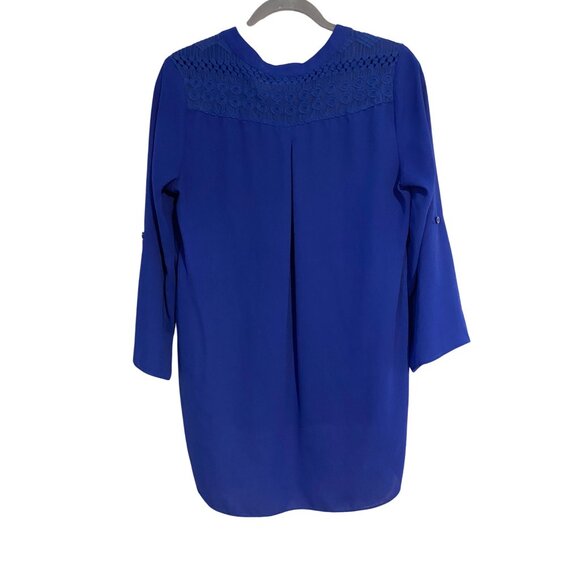 Cato Women’s Long Line Blouse M Blue Pullover Tunic Top Office Lagenlook Vibrant - Picture 2 of 13